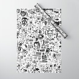 SATANIC PANIC! Vintage Clip Art Zine Style Collage Wrapping Paper