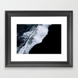 Waves crashing on a black sand beach – Minimal Landscape Photography Framed Art Print
