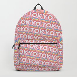 Tokyo, Japan Trendy Rainbow Text Pattern (Pink) Backpack
