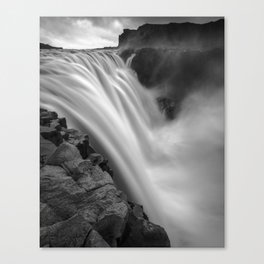 Time lapse photograph of waterfalls during daytime black and white art nature photography - photographs Canvas Print