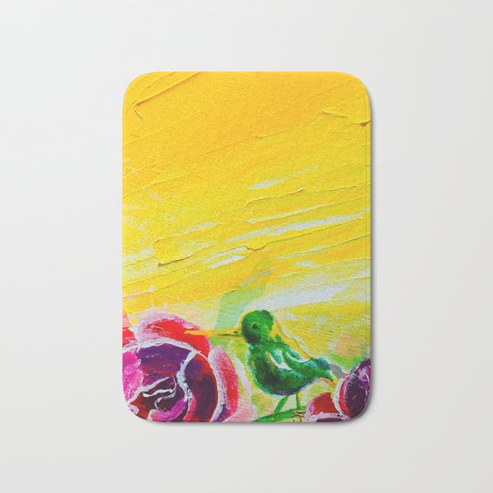 Hummingbird Heaven Summer Purple Flowers Bath Mat