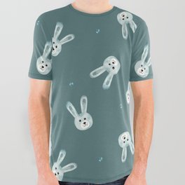 Bunny Faces - Green All Over Graphic Tee