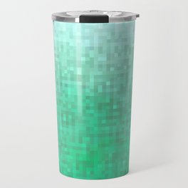 graphic design geometric pixel square pattern abstract in green Travel Mug