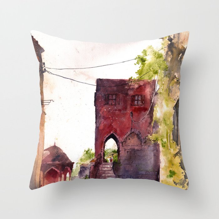 Rhodes old town streets Throw Pillow