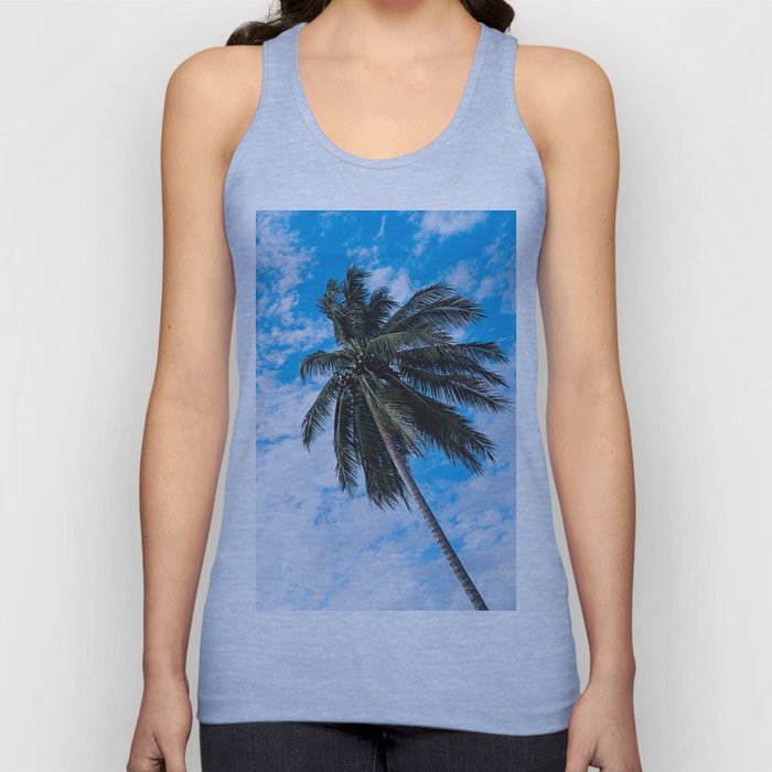 Palm Tree under Blue and White Tank Top
