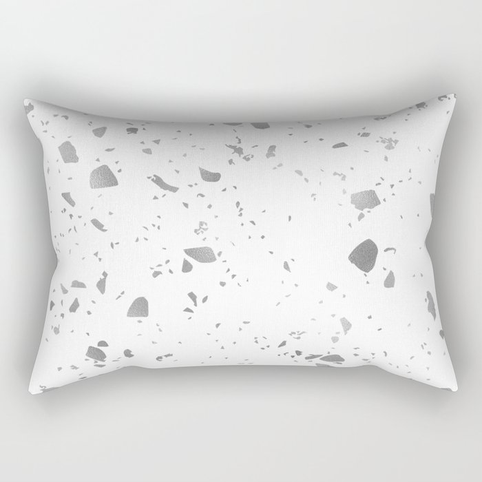 Silver Modern Mid Century Terrazzo Rectangular Pillow