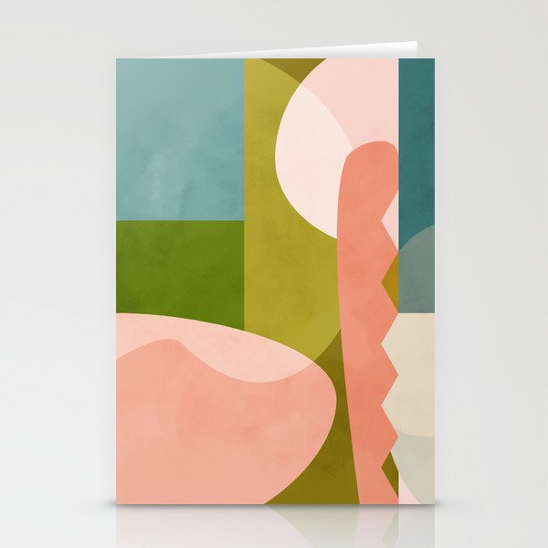 shapes geometry art mid century Stationery Cards