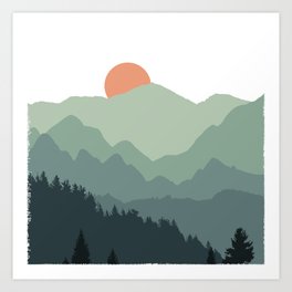 Mountain sunset Art Print