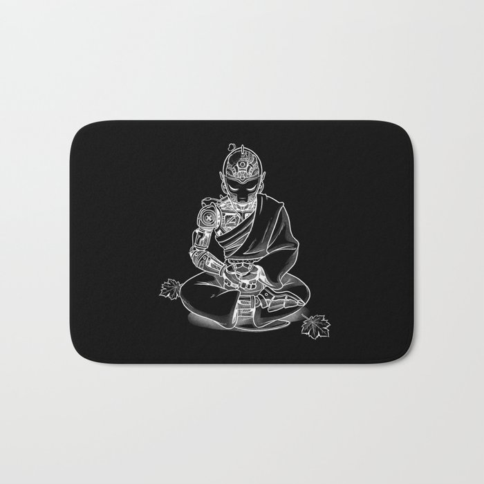 Meditation Robot Monk Minimalist by Tobe Fonseca Bath Mat