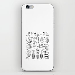 Bowling Pin Ball Bowler Retro Vintage Patent Print iPhone Skin