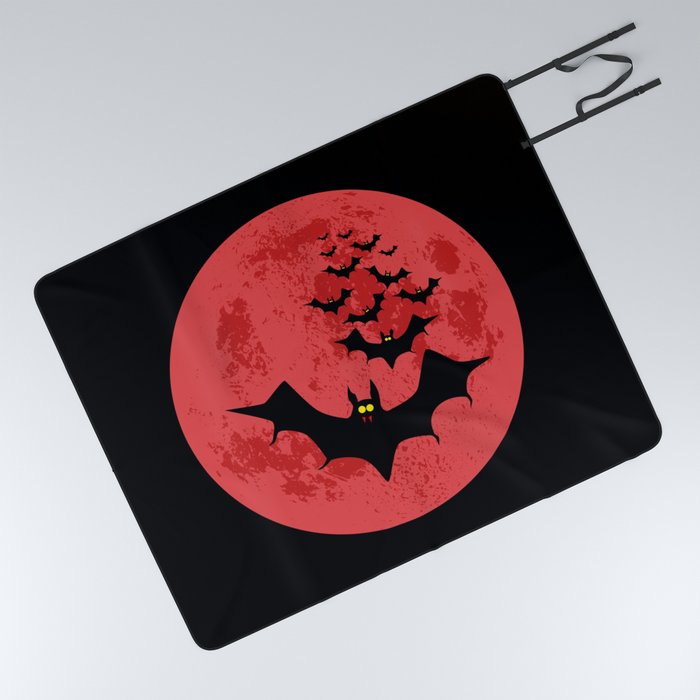 Vampire Bats Against The Red Moon Picnic Blanket