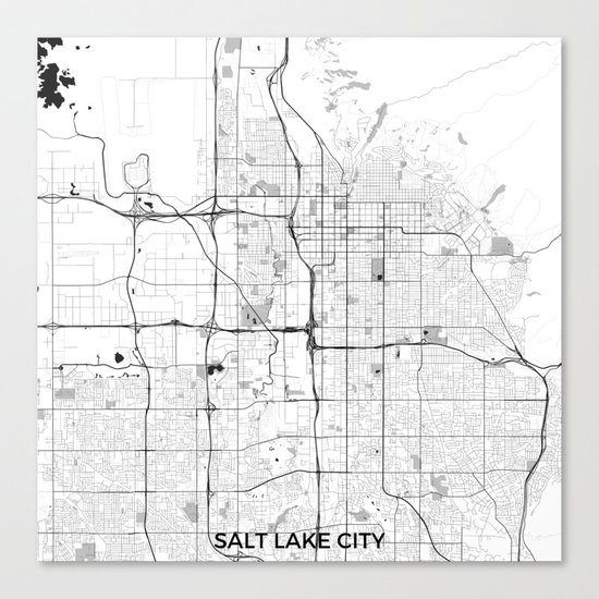 Salt Lake City Map Gray Canvas Print