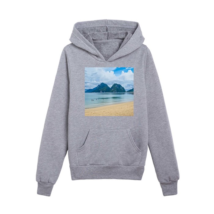 Marimegmeg Beach, El Nido, Palawan, Philippines Kids Pullover Hoodie