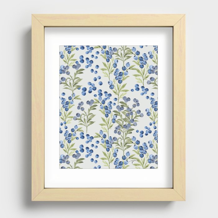 ‘Wild Blueberry’- Botanical Pattern (1) Recessed Framed Print