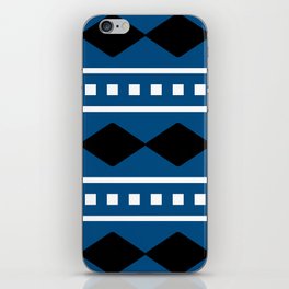 Navy Blue, Black, and White Diamond Stripe Pattern iPhone Skin