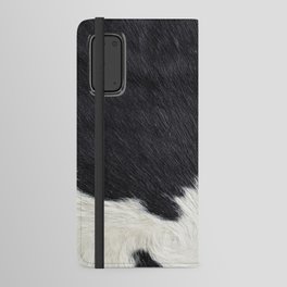 Black and White Cow Skin Print Pattern Modern, Cowhide Faux Leather Android Wallet Case