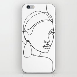 Abstract woman face line drawing iPhone Skin