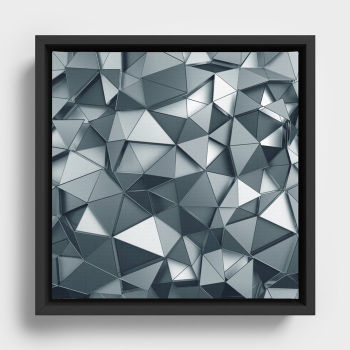 Silver Chrome Cyber Print Framed Canvas