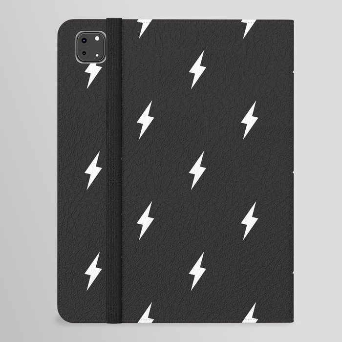 Lightning Bolt Pattern Black & White iPad Folio Case