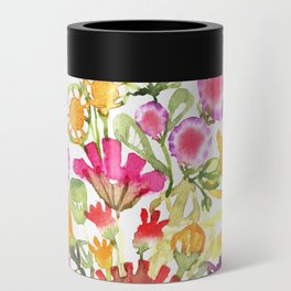 Flower Bouquet Watercolor Painting Can Cooler