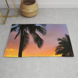 Sunset Silhouette Palm Tree (Color) Area & Throw Rug
