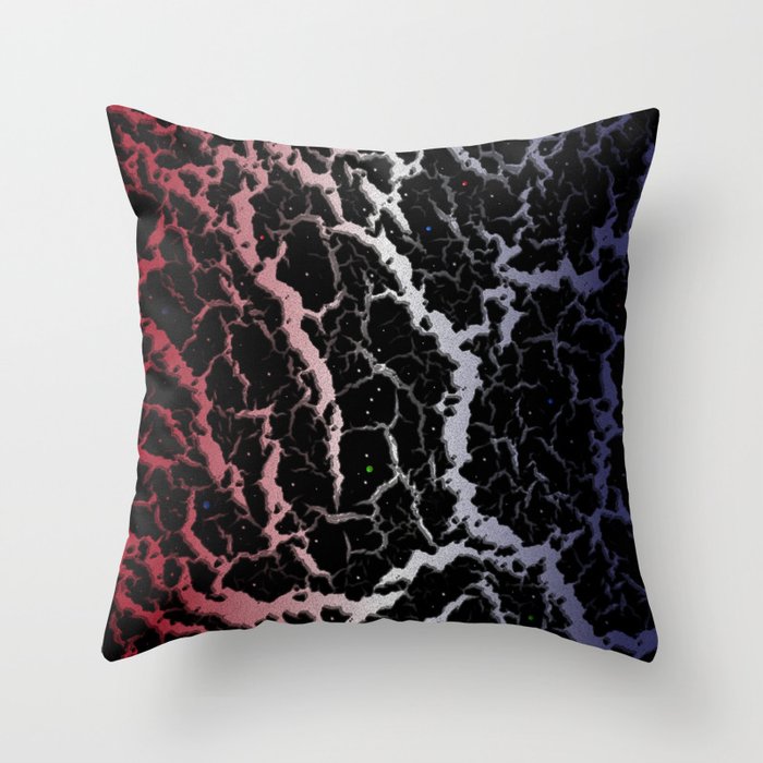 Cracked Space Lava - Red/White/Blue Throw Pillow