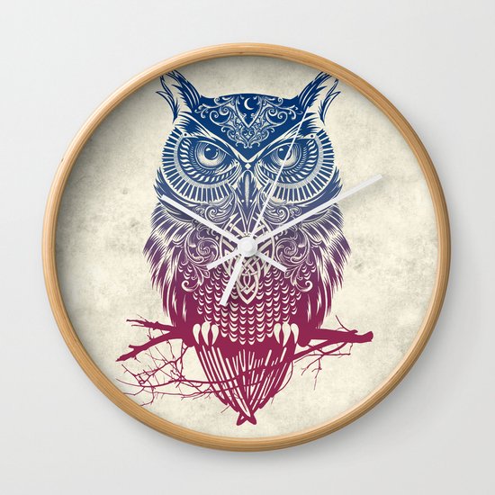 Evening Warrior Owl Wall Clock