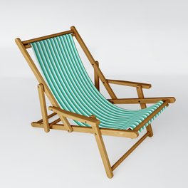 [ Thumbnail: Sea Green, Turquoise, and Light Cyan Colored Stripes Pattern Sling Chair ]