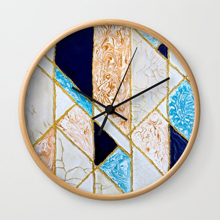 Art Deco Geometric Crackle Wall Clock