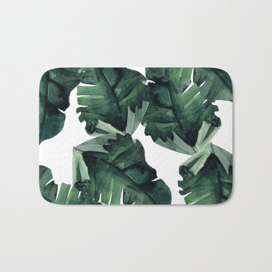 Banana Leaves Pattern Green Bath Mat