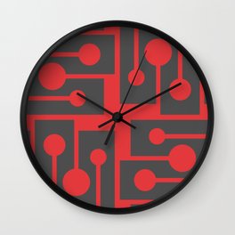 Red angles and dots. Clear geometric shapes.  Wall Clock