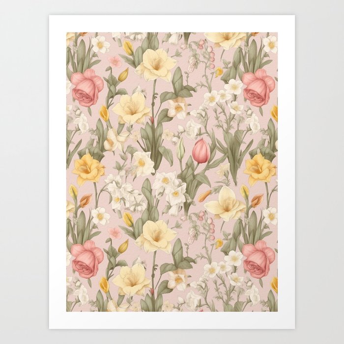 Blooming Elegance: Enchanting Roses of Spring Art Print