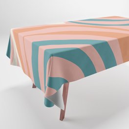 New Groove Colorful Retro Swirl Abstract Pattern Pink Orange Teal Tablecloth