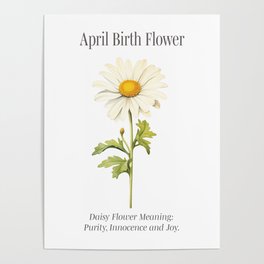 April birth month art print - Daisy Poster