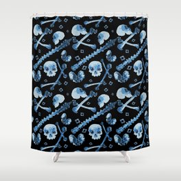 Dem Bones - Black Shower Curtain
