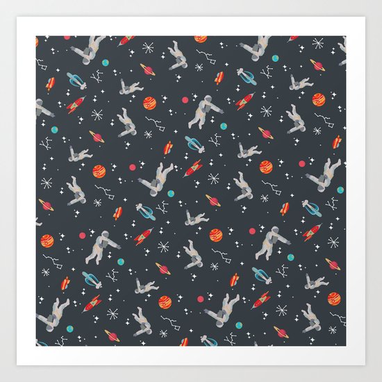 Spaceships, planets and Astronaut Art Print
