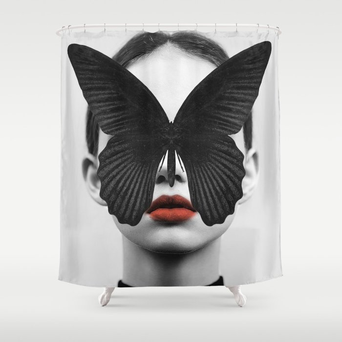 BLACK BUTTERFLY Shower Curtain