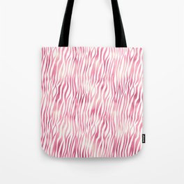 Pink White Tiger Stripes Pattern Tote Bag