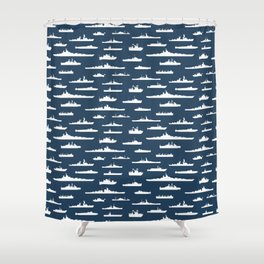Battleship // Navy Blue Shower Curtain