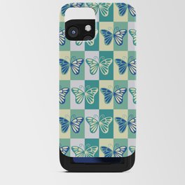 Butterfly Pattern in Turquoise, Blue, and Pale Yellow iPhone Card Case