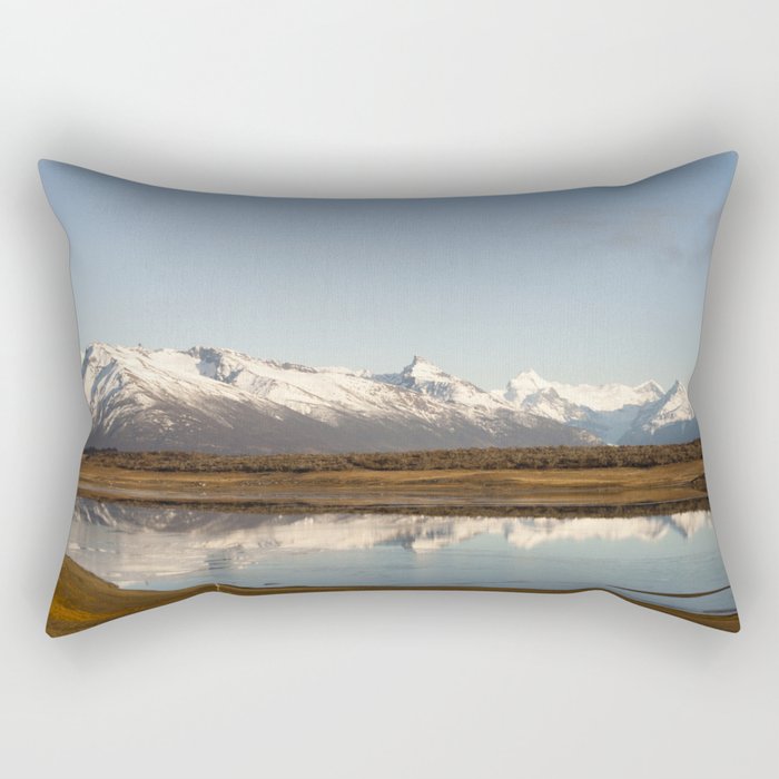 Argentina Photography - Lake Reflecting The Surrounding Mountains Rectangular Pillow