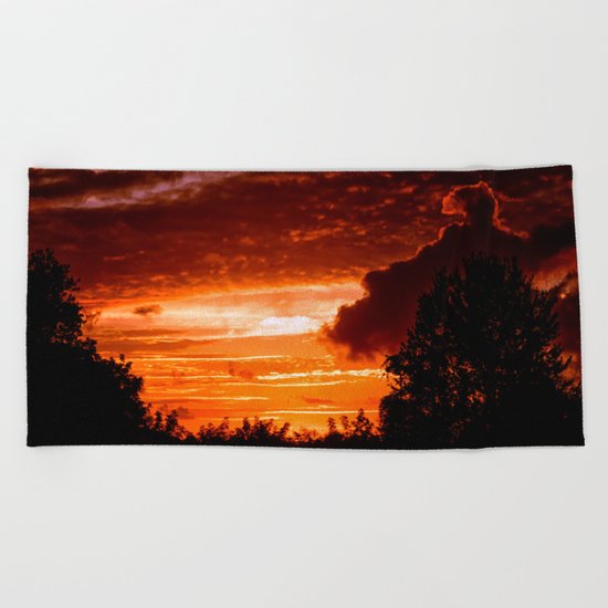 Fire In The Sky Beach Towel
