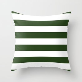 Large Dark Forest Green and White Cabana Tent Stripes Throw Pillow