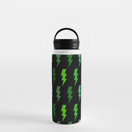 Green Lightning Bolt Electric Storm Thunder Water Bottle