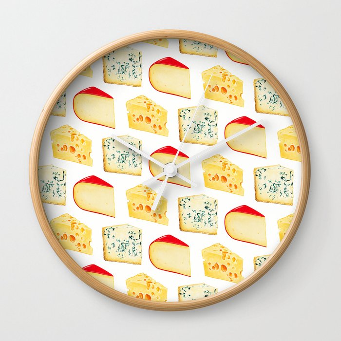 Cheese Pattern - White Wall Clock