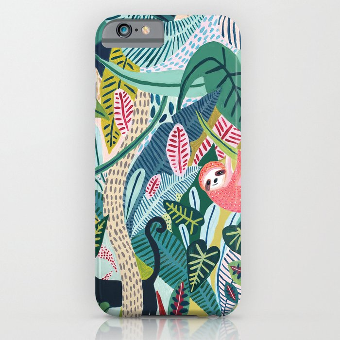 jungle sloth & panther pals iphone case
