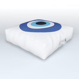 Evil Eye Symbol Outdoor Floor Cushion | Moderngeometric, Nazar, Curated, Dots, Round, Bohemian, Greekart, Evileye, Blueeye, Blue 
