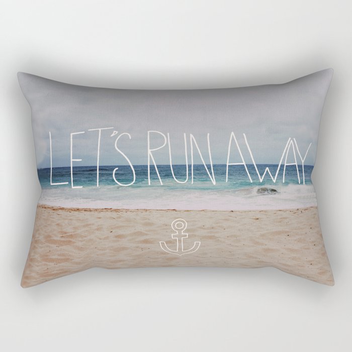 Let's Run Away: Sandy Beach, Hawaii Rectangular Pillow