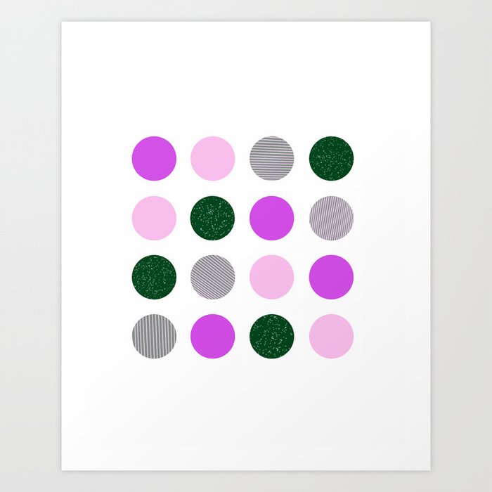 Modern dots, stripe polka, Very Peri Art Print Art Print