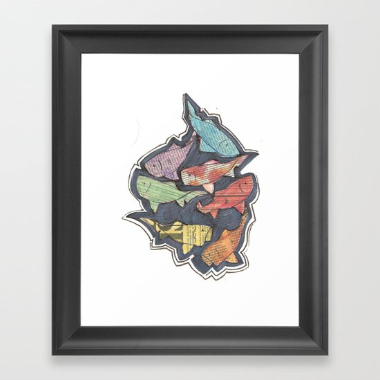 Newspaper Fish Framed Art Print